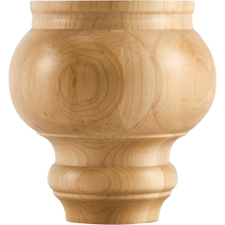 Hardware Resources 4-1/2" Wx4-1/2"Dx4-1/2"H Rubberwood Turned Transitional Bun Foot BF45RW